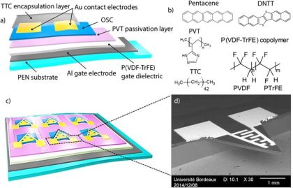 Piezoelectric polymer gated OFET: Cutting-edge electro-mechanical transducer for organic MEMS-based sensors